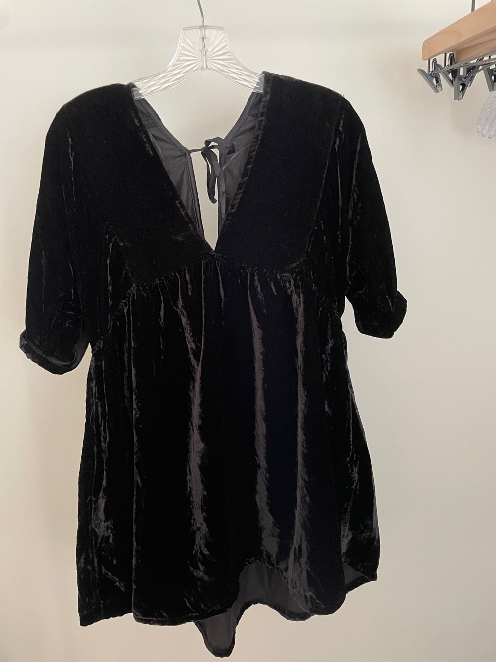 Free People Black Velvet V-Neck Women’s Mini Dress
